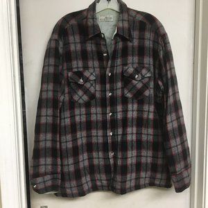1970s BRUCE JENNER Plaid Shirt Jacket Sz L Red Black Gray Sports In Motion Mens